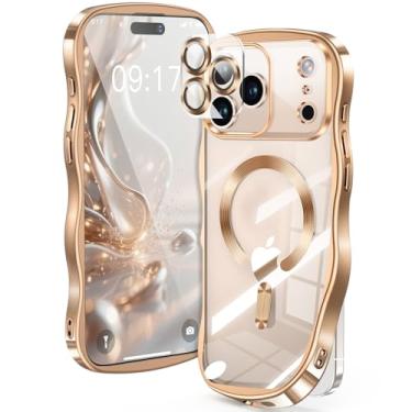 Imagem de [Anel de CD e borda ondulada encaracolada] para iPhone 17 Pro, 2025 atualizada [proteção total da câmera] [compatível com Mag-Safe] Capa transparente macia não amarelada para 17 Pro 16.0 cm homens e