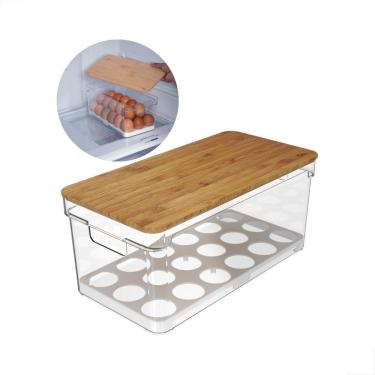 Imagem de Porta Organizador De Ovos Com Tampa De Bambu 36 Unid