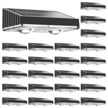 Imagem de NIORSUN Luzes de cerca solar, pacote com 24 lâmpadas de convés, luzes de LED brancas quentes para ambientes externos, luz IP45 à prova d'água para quintal/piscina/trilho/pátio/varanda/degrau/exterior