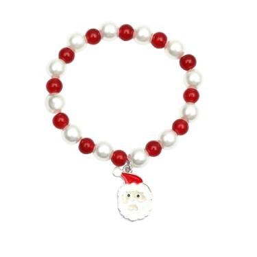 Imagem de Pulseira elástica de bola de Natal de 15 cm para mulheres, corrente de pingentes de Natal, vermelha, verde, branca, fofo, Natal, festival, acessórios para vestidos, joias, 10.0 Inches, Aço inoxidável