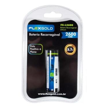 Imagem de Pilha recarregável Flex Bateria 18650 3.7v 2600 mAh Lanterna Tatica