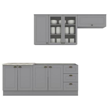 Imagem de Cozinha Modulada 5 Pecas 280 cm CE379 Americana Cinza Calcare Henn