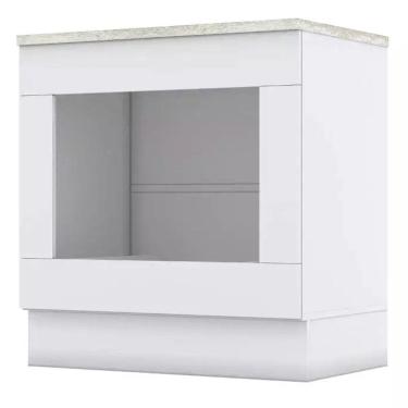 Imagem de Balcao Forno Embutir Tampo Cooktop 80 cm Americana Branco Calcare Henn