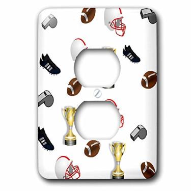 Imagem de 3dRose lsp_224321_15 cm Imagem do capacete de futebol americano e padrão de troféu 2 tampas de tomada