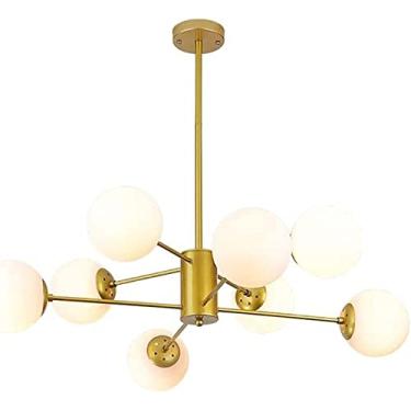 Imagem de Lustre Nordic Glass Ball Chandelier, Luminária pendente de vidro de meados do século, Luminária de teto, Luminária suspensa, Quarto, Sala de jantar, Loft, Café, Luzes suspensas (Preto, 8 li