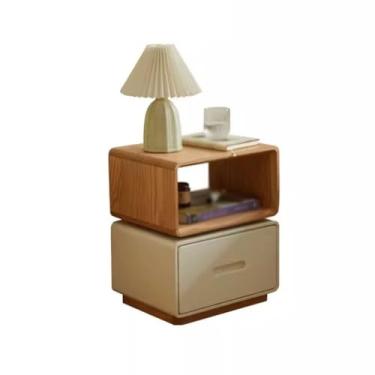 Imagem de AKALNNB Mesa de cabeceira moderna minimalista de madeira prateleira de cabeceira giratória mesa lateral quarto mesa de cabeceira móveis mesa de cabeceira mesa de cabeceira