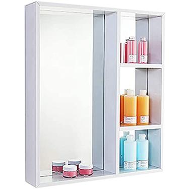 Imagem de Armário de remédios para banheiro armário de parede armário de parede de banheiro de alumínio com painel traseiro espelhado, armário de armazenamento multifuncional, 59,9 cm x 27 x 4,1 (cor: T09)