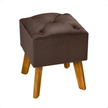 Imagem de Puff Decorativo de Veludo Captonê – Assento Retrô Luxo para Sala, Quarto e Recepção (MARROM)