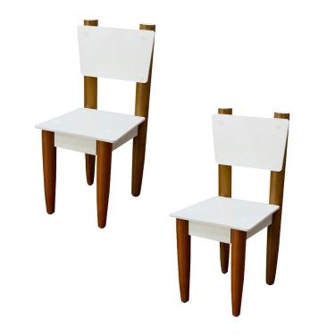 Imagem de Kit 2 Cadeiras Infantil Avião Palito Branca Assento Laminado Design Quarto Menina Menino Clean Mobília Decor