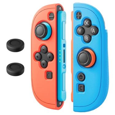 Imagem de FANPL Silicone Case for Nintendo Switch 2 Joycon Controller, Protective Cover for Joycon 2 Soft Shell with 2 Thumb Grips, Comfortable Ergonomic & Easy Installation -Thickened Version (Neon Red-Blue)
