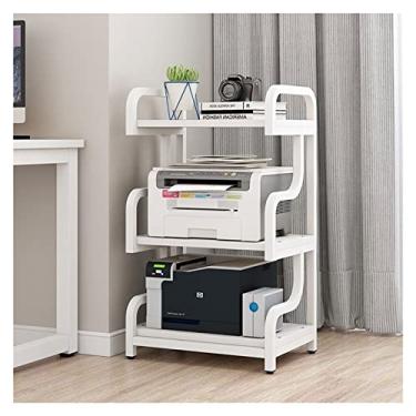 Imagem de URGDWEKJY Suporte de impressora do chão ao teto, suporte de impressora resistente, escritório, 3 camadas, classificação de arquivos, suporte para copiadora, suporte de impressora (B)