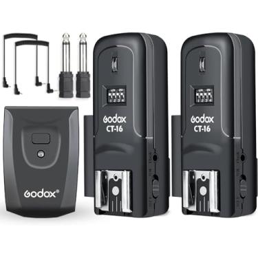 Imagem de Godox Kit receptor de disparo de flash de rádio sem fio CT-16, kit de disparo de flash sem fio de 16 canais 433 MHz (1 transmissor + 2 receptores), compatível com câmera Canon Nikon Pentax DSLR