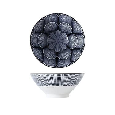 Imagem de WYUYIWH Tigela de sopa de salada, tigela de ramen, 947 ml, tigela de servir macarrão de cereais de porcelana fina empilhável, tigelas de cerâmica de grande capacidade para micro-ondas (cor: Schwarz)