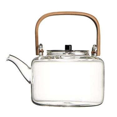 Imagem de Chaleira elétrica de aço inoxidável, vidro resistente ao calor, à prova de explosão, conjunto de chá Kung Fu conjunto de chá de bambu com alça de bambu, mesa de café, chaleira de ebulição (cor: A