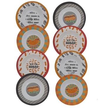 Imagem de Conjunto 8 Pratos Em Melamina Fundo Para Lanches Hot dog