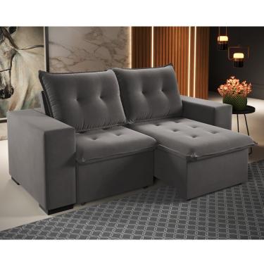 Imagem de Sofá 3 Lugares Retrátil Reclinável 200cm Veludo Xangai Viero - Veludo Grafite