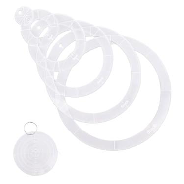 Imagem de 6un Modelos Redondos para Quilting, 1/2/3/4/5/6 Polegadas Modelo Circular Acrílico com Anel Metal Conjunto Prático Réguas Costura Transparentes para Artesanato Faça Você Mesmo Patchwork