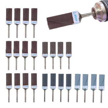 Imagem de 24pçs Tambores de Lixamento para Ferramenta Rotativa Dremel, Granulação 400-2000 Kit de Lixas com Mandris para Madeira Metal Plástico Jade Pedra Polimento e Retificação