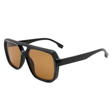 Imagem de Óculos de Sol Quadrado Grande Aviador Premium Moda Verão Carnaval Vintage Retrô UV400 Unisex Feminino Masculino - Modelo Dallas - Cacife Brand (Marrom)