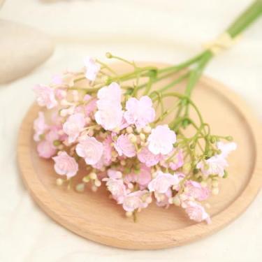 Imagem de 40 flores artificiais Babysbreath, buquê artesanal, planta falsa de plástico, arranjo floral de gipsófila, decoração de mesa para casamento (rosa)