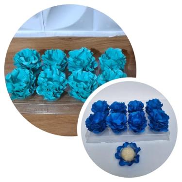 Imagem de Forminhas para Doces, 80 Peças Decorativas em Formato de Flor para Festas, Casamentos e Aniversários (Tiffany e Azul Royal)