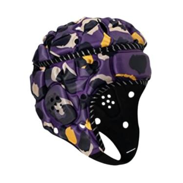 Imagem de Aymzbd Capacete de Rugby Boné Esportivo Respirável Confortável Leve Capacete de Futebol Rugby Protetor de Cabeça para Partidas de Futebol Americano de, Amarelo Roxo