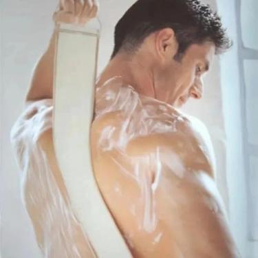 Imagem de Esfregadores de bucha de banho para uso no chuveiro, esfoliante macio com alça traseira para chuveiro