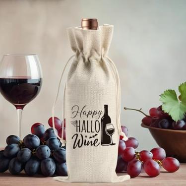 Imagem de Presente engraçado de Halloween, Happy Hello Wine para amigos, colegas, família, mulheres, homens, presentes para festas engraçadas, sacolas de vinho