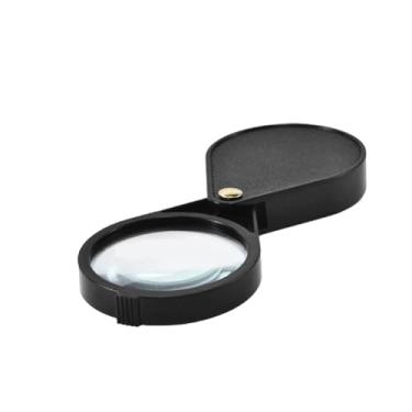 Imagem de Lupa dobrável de couro portátil, 5 x vidro de leitura portátil para livros, mapas, artesanato, preto