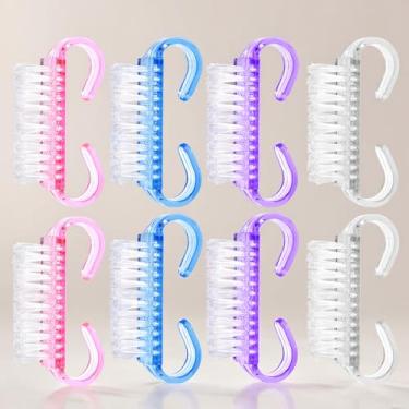 Imagem de Kit de 8 escovas de unhas para limpeza de unhas, cerdas macias com escova de unha e pincéis multiuso para manicure e pedicure