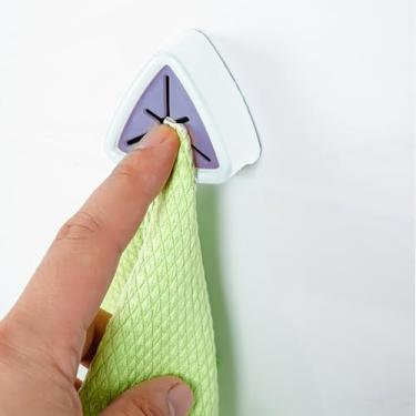 Imagem de Gancho de toalha de cozinha montado na parede, gel PP, rolha de pano de perfuração adequado para armário e banheiro - armazenamento de toalha, gancho de pano de prato