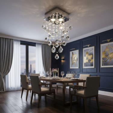 Imagem de Lustre Para Sala, Quarto, Cozinha Em Cristal K9 Base 20x20