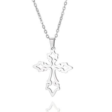 Imagem de MiiFort Colar com pingente de cruz a céu aberto, gargantilha religiosa, presente de aniversário para mulheres, filha, irmã, avó, neta, tia, amizade, One Size, Metal, Sem Pedra Preciosa