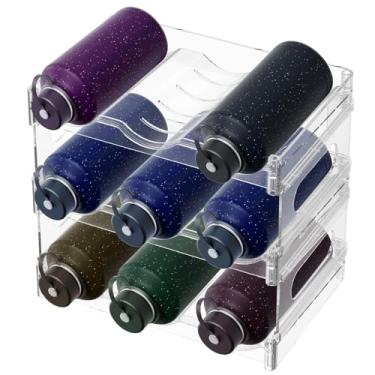 Imagem de Suporte de garrafa de vinho acrílico, organizador de garrafa de água, rack de vinho empilhável transparente, seleção de 3 ou 4 níveis, prateleira de vinho resistente, perfeita para cozinha, armários