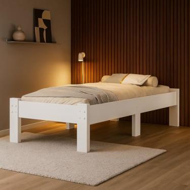 Imagem de Cama Solteiro Serena Toda em MDF Com Acabamento Resistente (BRANCO)