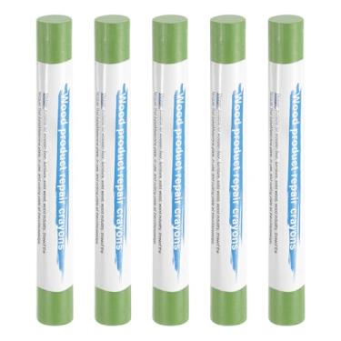 Imagem de HARFINGTON 5 peças de bastões de enchimento de madeira, cera de madeira, retoque de móveis, gizes de cera de reparo para madeira, verde grama