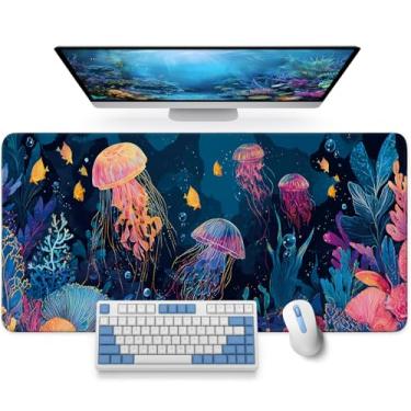 Imagem de Tapete de mesa grande para desktop, mouse pad grande estético para teclado de jogos, computador, capa protetora de mesa para laptop bonita e estendida para escritório, escola, material doméstico