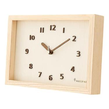 Imagem de IEUDNS Relógio de parede silencioso, prático e conveniente, arte de parede, decoração moderna para casa, relógio de mesa para presente escolar, sala de aula, Cor de Madeira