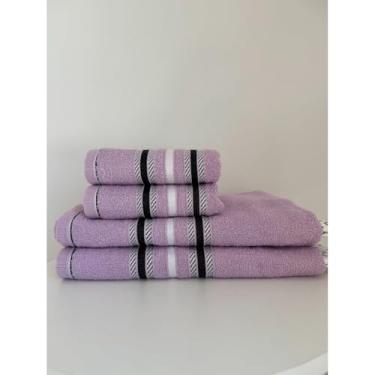 Imagem de Kit 3 Toalhas de Banho e Rosto 100% Algodão Premium – Toque Suave Alta Absorção e Durabilidade Toalhas Grandes e Macias Elegance Home (Jogo 2 Banho/1 Rosto Lilas)