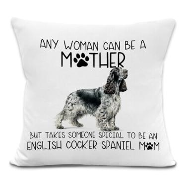 Imagem de laveliabel Capas de almofada para presente Cocker Spaniel inglês 45,7 x 45,7 cm, presentes para mulheres, mães de cães, presentes para amantes de cães, capas de almofada decorativas para decoração de