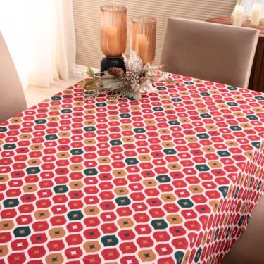 Imagem de Toalha de Mesa Natalina Digital, Oxford 100% Poliéster, Branca com Estampa Digital, tamanhos: 4, 6 ou 8 lugares (Estampa 6, 8 Lugares)