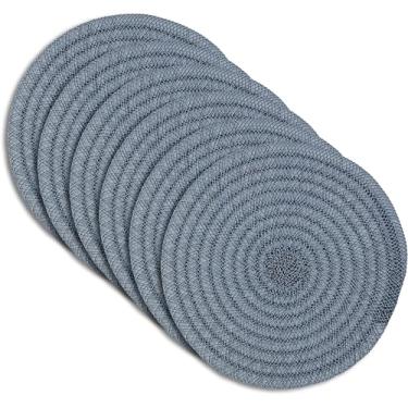 Imagem de Conjunto de 6 tapetes de mesa resistentes ao calor de 38 x 38 cm para 6 unidades de cozinha e sala de jantar, estilo moderno, fácil de limpar, durável e elegante