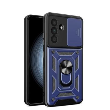Imagem de RKINC Capa para Samsung Galaxy A36 5G com capa deslizante para câmera e anel giratório com suporte de grau militar à prova de choque com suporte magnético para carro, azul marinho