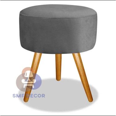 Imagem de Puff Redondo Pés Palito Cinza