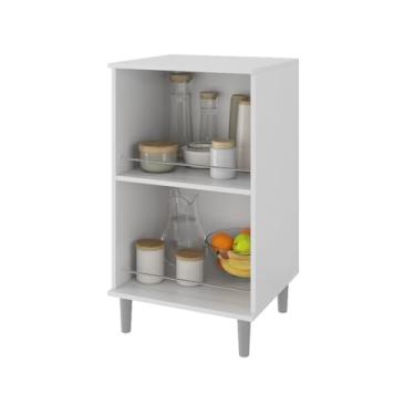 Imagem de Fruteira de cozinha, armário de chão com bancada e prateleiras, para armazenar frutas(Branco)