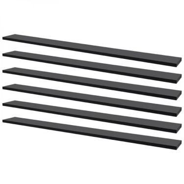 Imagem de Kit 6 Prateleiras 100 X 15cm Preta Suporte Invisível