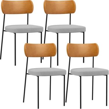 Imagem de Kit 04 Cadeiras Para Sala De Jantar Melina L02 Whisky Cinza