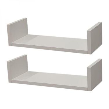 Imagem de Kit 2 Prateleiras U 40 x 10cm Branca Suporte Invisível