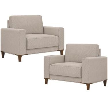 Imagem de Kit 02 Poltronas Decorativas Sala De Estar Living Pés Madeira Viso M03