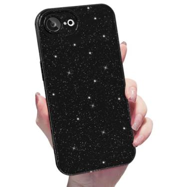 Imagem de Finyosee Capa brilhante para iPhone 16e, linda capa de silicone brilhante, brilhante, fina, fina, brilhante, capa protetora de borracha gel de TPU macio para mulheres e meninas de 6,1 polegadas